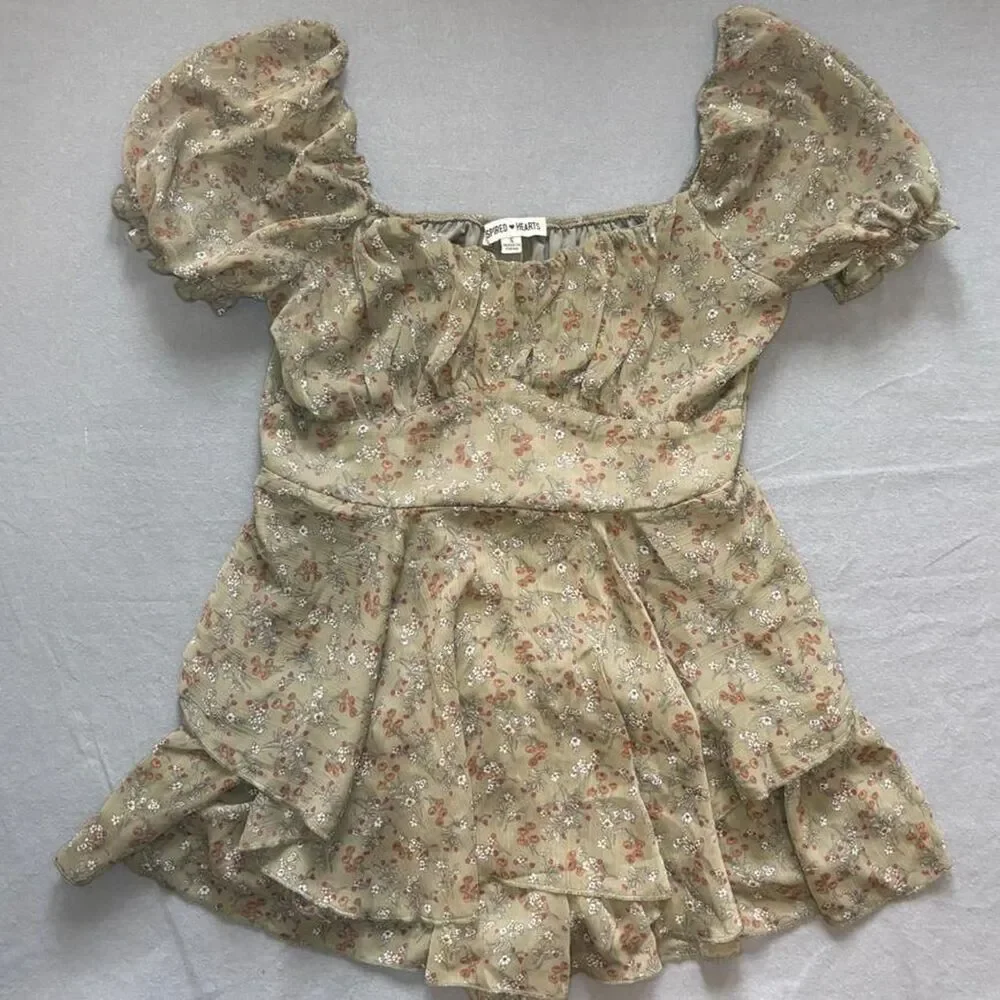 Small Green floral mini romper
